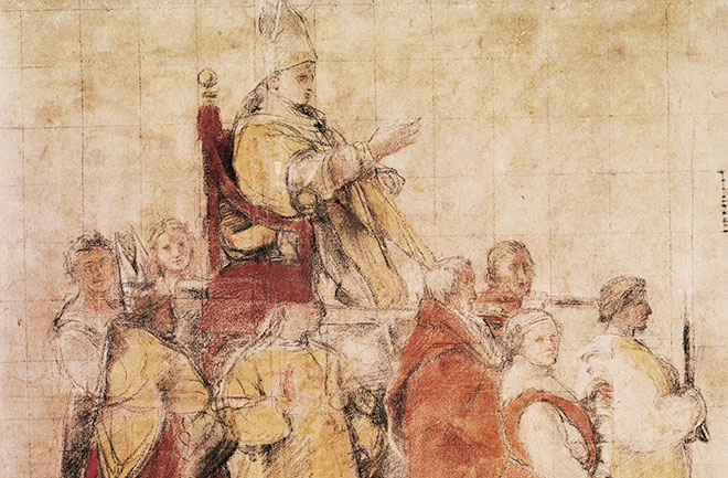 Pope Sylvester I Carried in the Sedia Gestatoria, with His Retinue by Raphael.